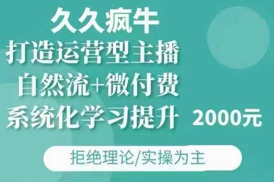 久久疯牛·自然流+微付费(12月23更新)打造运营型主播，包11月+12月-聊项目