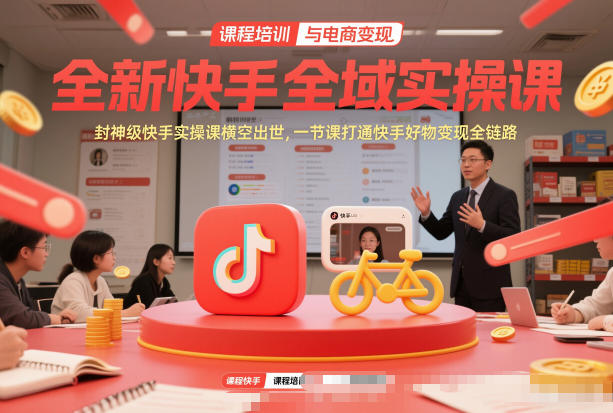 全新快手全域实操课，封神级快手实操课横空出世，一节课打通快手好物变现全链路-聊项目