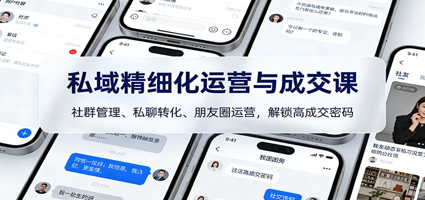 私域精细化运营与成交课：社群管理、私聊转化、朋友圈运营，解锁高成交密码-聊项目