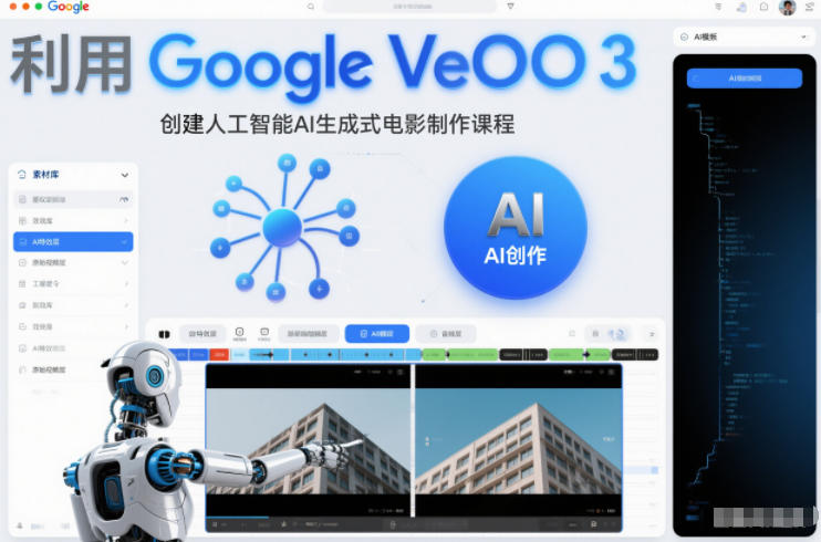 利l用Google Veo 3创建人工智能AI生成式电影制作课程，使用人工智能的力量创建令人惊叹的视频-聊项目