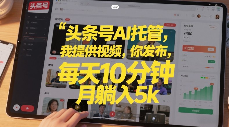 头条号AI托管，我提供视频，你发布，每天10分钟，月躺入5k+【揭秘】-聊项目