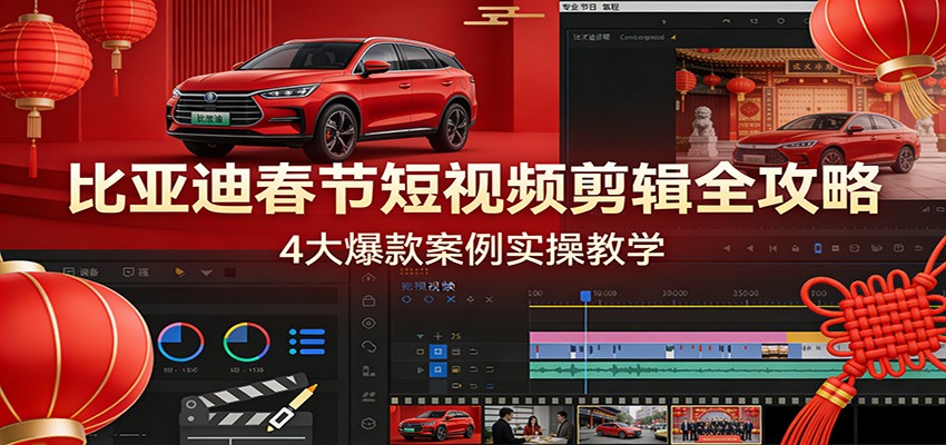 比亚迪春节短视频剪辑全攻略，4大爆款案例实操教学-聊项目