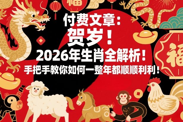 付费文章：贺岁！2026年生肖全解析！手把手教你如何一整年都顺顺利利！-聊项目