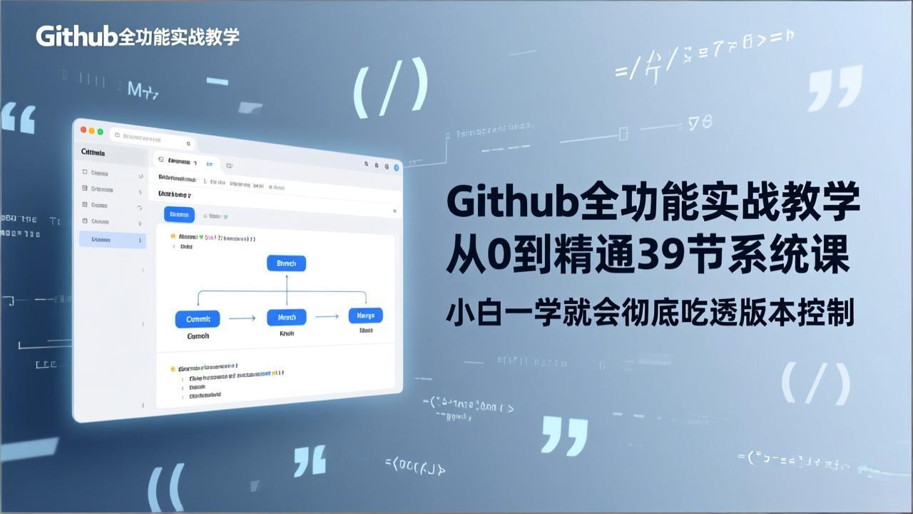 GitHub-全功能实战教学，从0到精通39节系统课，小白一学就会彻底吃透版本控制-聊项目
