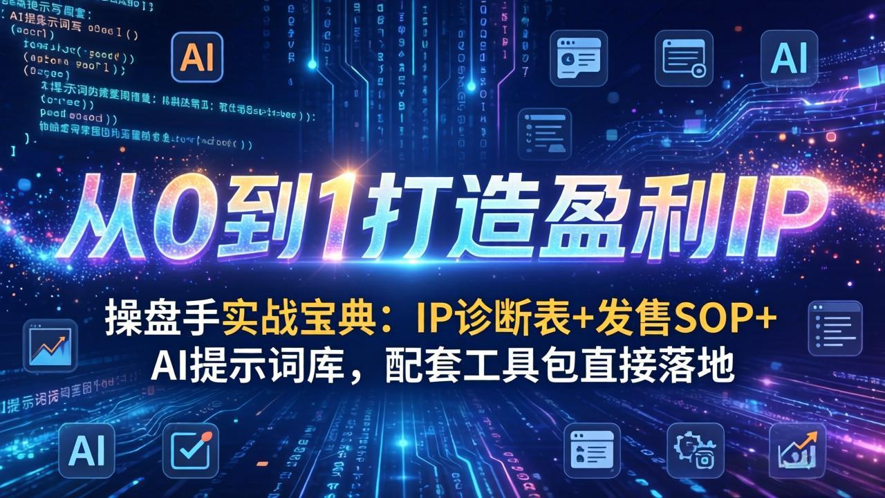 操盘手实战宝典：IP诊断表+发售SOP+AI提示词库，配套工具包直接落地，从0到1打造盈利IP-聊项目