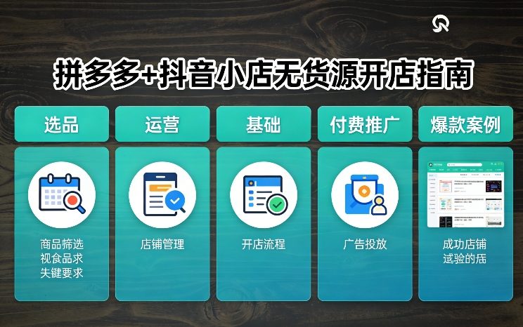 拼多多+抖音小店无货源开店，包括：选品、运营、基础、付费推广、爆款案例等(更新26年3月)-聊项目