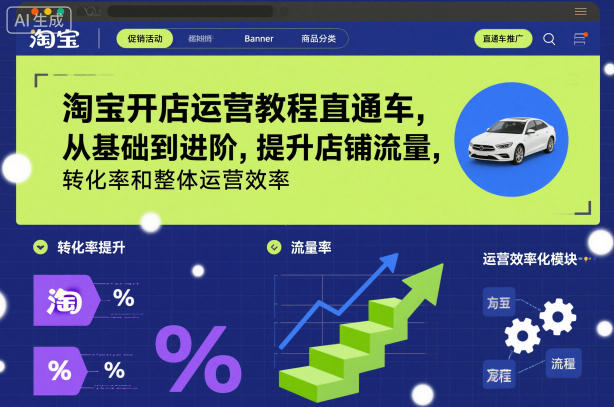 淘宝开店运营教程直通车，从基础到进阶，提升店铺流量，转化率和整体运营效率(更新26年3月)-聊项目