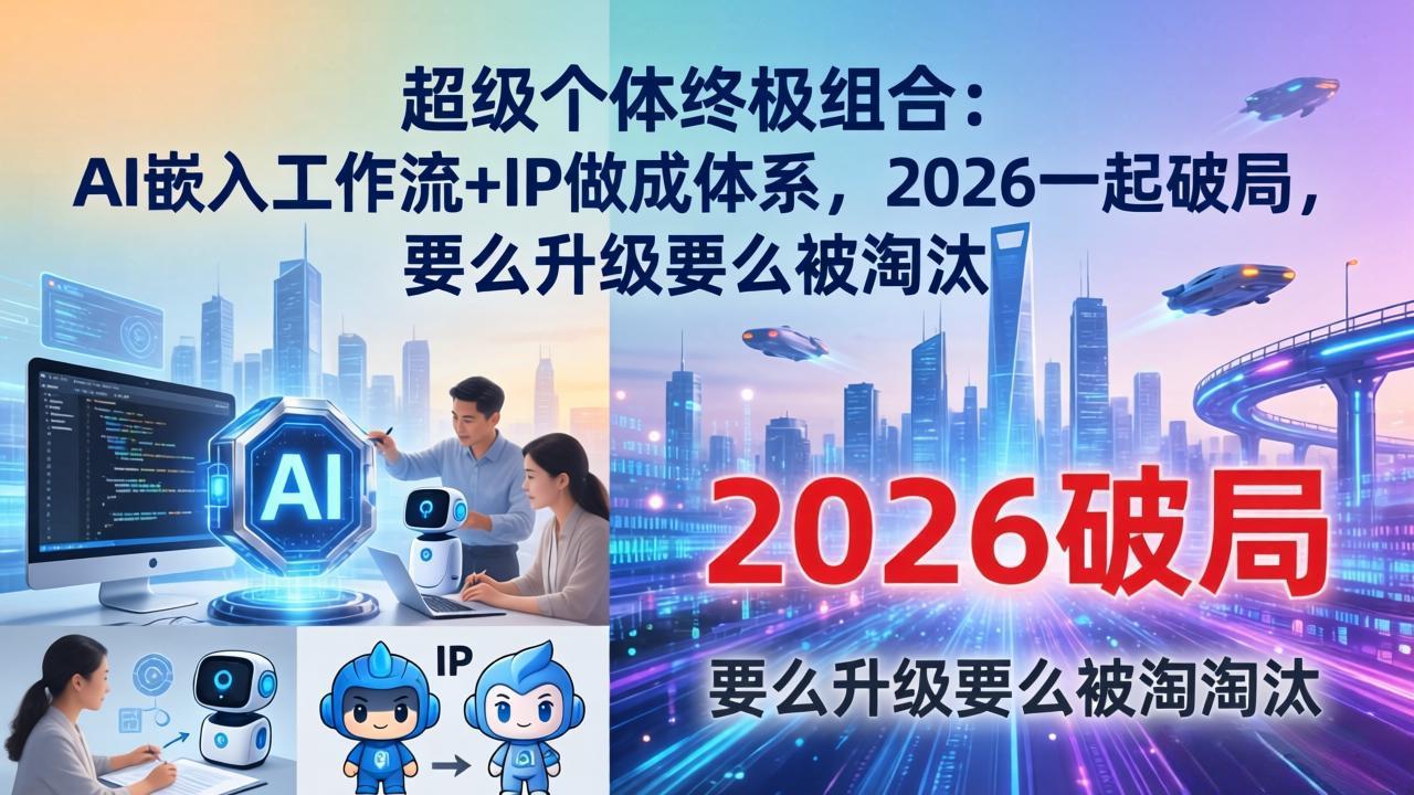 超级个体终极组合：AI嵌入工作流+IP做成体系，2026一起破局，要么升级要么被淘汰-聊项目