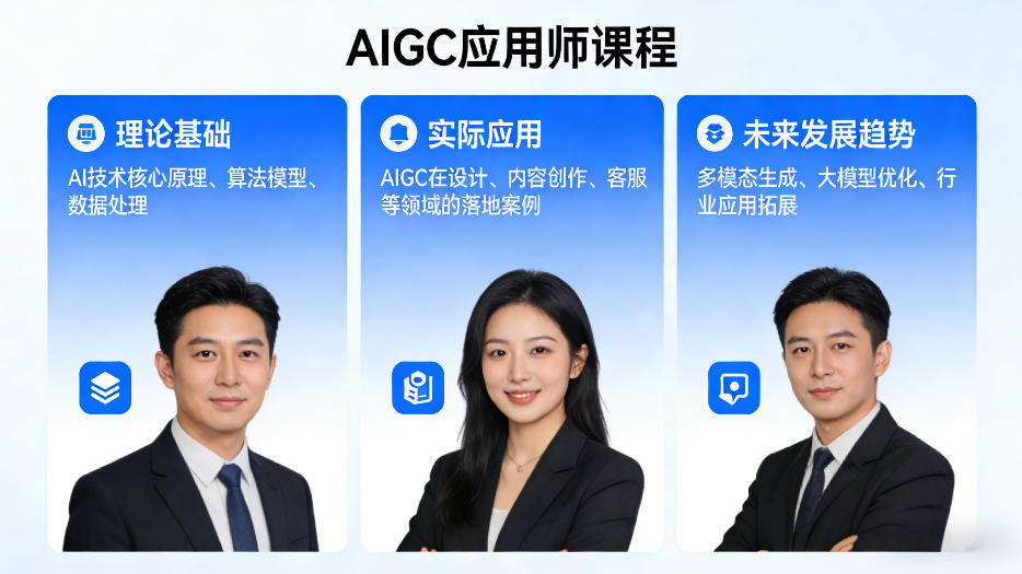 AIGC应用师课程，覆盖了AI技术的理论基础、实际应用、以及未来发展趋势-聊项目