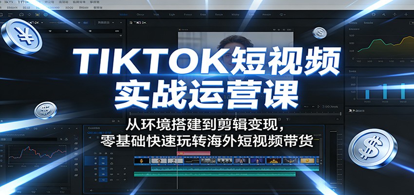 TIKTOK短视频实战运营课：从环境搭建到剪辑变现，零基础快速玩转海外短视频带货-聊项目