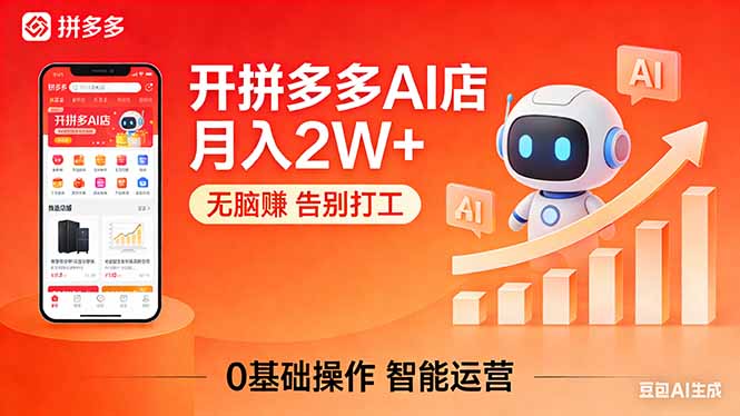开一家拼多多AI店，月入2W+，无脑赚，告别打工，附SOP手册-聊项目