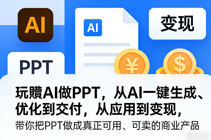 玩賺AI做PPT，从AI一键生成、优化到交付，从应用到变现，带你把PPT做成真正可用、可卖的商业产品(更新0421)-聊项目