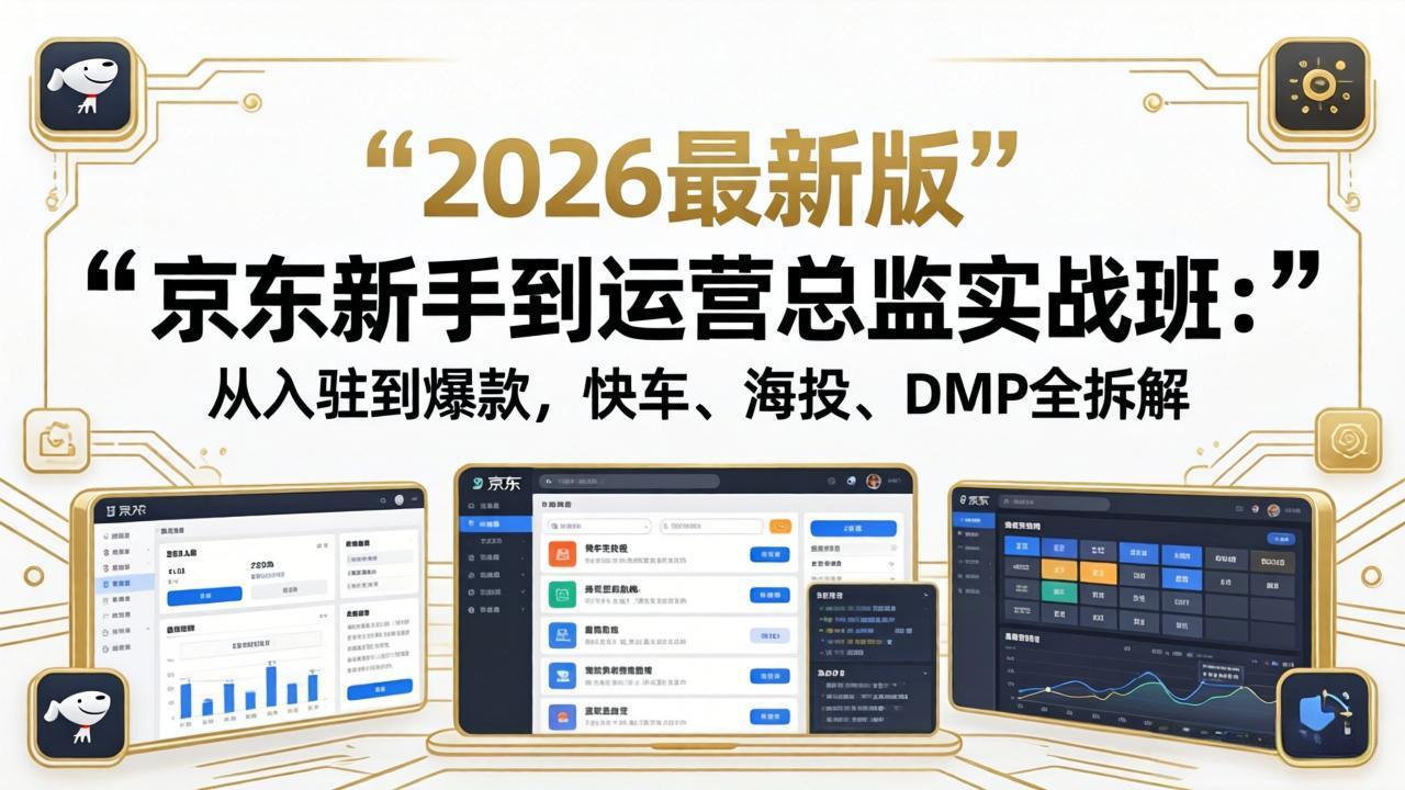 京东新手到运营总监实战班：从入驻到爆款，快车、海投、DMP全拆解，2026最新版-聊项目