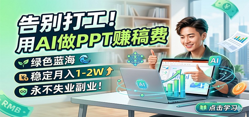 告别打工！用AI做PPT赚稿费，绿色蓝海，稳定月入1-2W，永不失业副业！-聊项目
