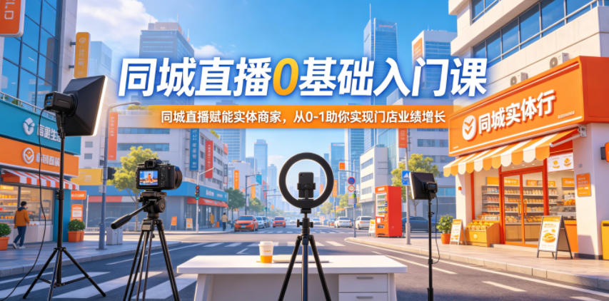 同城直播0基础入门课，同城直播赋能实体商家，从0-1助你实现门店业绩增长-聊项目