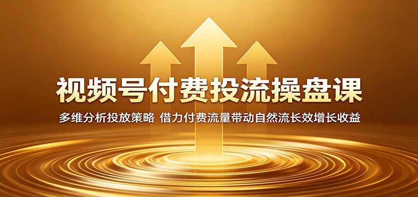 视频号付费投流操盘课：多维分析投放策略，借力付费流量带动自然流长效增长收益-聊项目