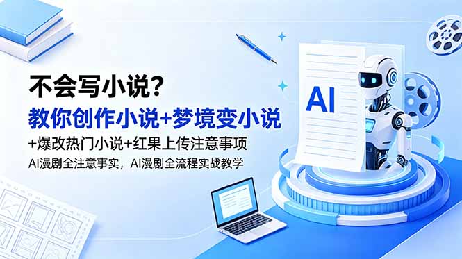 不会写小说？教你创作小说+梦境变小说+爆改热门小说+红果上传注意事项，AI漫剧全流程实战教学-聊项目
