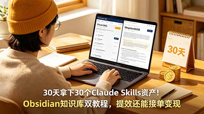 30天拿下30个Claude Skills资产！Obsidian知识库双教程，提效还能接单变现-聊项目