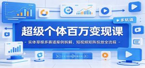 超级个体百万变现课:实体草根多赛道案例拆解,短视频矩阵投放全流程-聊项目