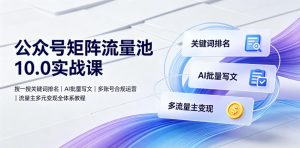 公众号矩阵流量池10.0实战课｜搜一搜关键词排名、AI批量写文、多账号合规运营、流量主多元变现全体系教程-聊项目