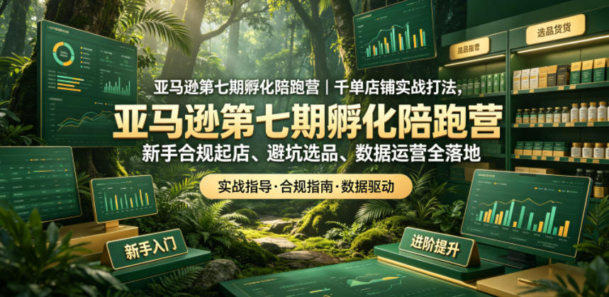 亚马逊孵化陪跑营｜千单店铺实战打法，新手合规起店、避坑选品、数据运营全落地(更新0708)-聊项目
