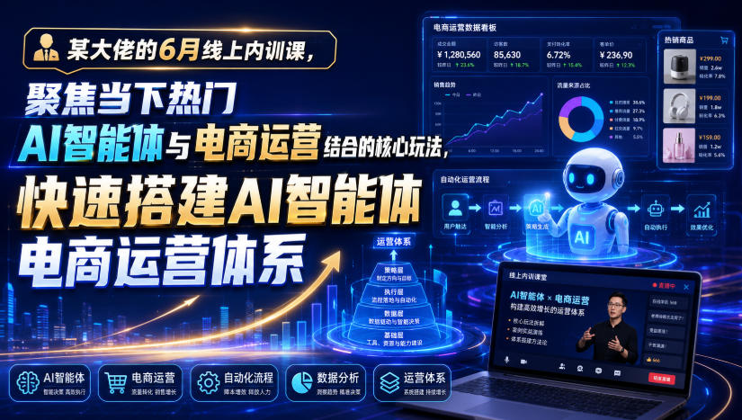 某大佬的6月线上内训课，聚焦当下热门AI智能体与电商运营结合的核心玩法，快速搭建AI智能体电商运营体系-聊项目