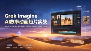 Grok Imagine AI故事动画短片实战:电影级视觉效果+角色一致性+高级提示词+后期剪辑全流程-聊项目