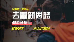 去重新思路，详细教你自媒体视频二剪搬运技术，自己加工双重去重100%过原创-聊项目