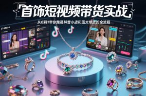 首饰短视频带货实战,从0到1带你跑通抖音小店和图文带货的全流程-聊项目