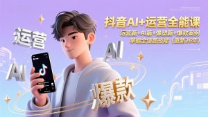 抖音AI+运营全能课,运营篇+AI篇+像塑篇+爆款案例,掌握全链路技能(更新26年-聊项目