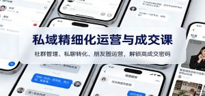 私域精细化运营与成交课:社群管理、私聊转化、朋友圈运营,解锁高成交密码-聊项目
