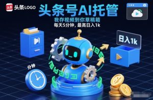 头条号AI托管，我存视频到你草稿箱，每天5分钟，最高日入1k【揭秘】-聊项目