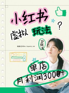 小红书虚拟玩法(铺货流和单品玩法),单店月利润3000+,IP打法+原创商品(0违规)-聊项目