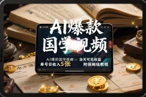 AI爆款国学视频,独家起号方法,小白直接上手,当天可见收益,单号日收入5张+附保姆级教程-聊项目