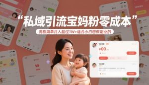 私域引流宝妈粉零成本流程简单月入超过1W+适合小白想做副业的-聊项目