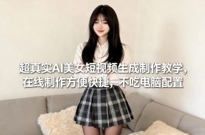 超真实AI美女短视频生成制作教学,在线制作方便快捷,不吃电脑配置,快速起号涨粉-聊项目