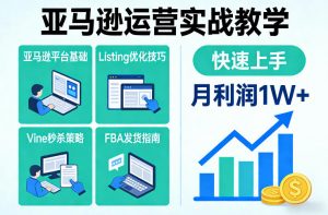 亚马逊运营实战教学,亚马逊平台+Listing优化+Vine秒杀+FBA发货等,快速上手,实现店铺月利润1W-聊项目