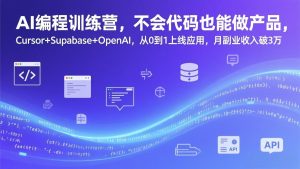 AI编程训练营,不会代码也能做产品,Cursor+Supabase+OpenAI,从0到1上线应用,月副业收入破3万-聊项目