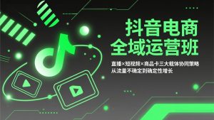 抖音电商全域运营班：直播×短视频×商品卡三大载体协同策略，从流量不确定到确定性增长-聊项目