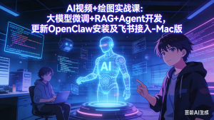 AI视频+绘图实战课：大模型微调+RAG+Agent开发，更新OpenClaw安装及飞书接入-Mac版-聊项目