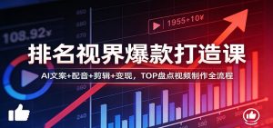 排名视界爆款打造课：AI文案+配音+剪辑+变现，TOP盘点视频制作全流程-聊项目