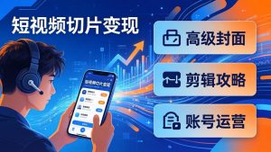 短视频切片变现速成班2.0：高级封面+剪辑攻略+账号运营，0基础小白快速入局副业-聊项目