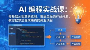 AI编程实战课-第三期:零基础从创意到变现,覆盖全品类产品开发,把想法变成赚钱的商业项目-聊项目