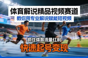 体育解说精品视频赛道，教你用专业解说赋能短视频，抓住体育流量红利，快速起号变现-聊项目
