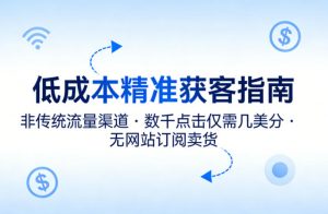 低成本精准获客指南,用非传统流量渠道,实现数千点击仅需几美分,不用网站也能搞订阅卖货-聊项目