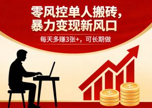 零风控单人搬砖,暴力变现新风口,每天多賺3张+,可长期做【揭秘】-聊项目