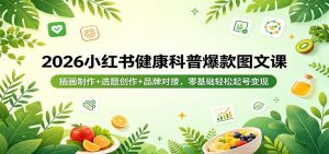 2026小红书健康科普爆款图文课：插画制作+选题创作+品牌对接，零基础轻松起号变现-聊项目