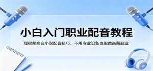 小白入门职业配音教程，短视频旁白小说配音技巧，不用专业设备也能做高薪副业-聊项目
