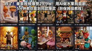 炸了！单条视频爆赞29.9W！用AI做水果狗血剧，5分钟教你复刻同款爆款(附保姆级教程)-聊项目