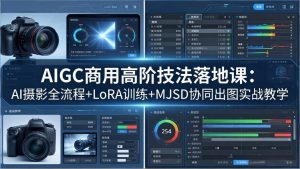 AIGC商用高阶技法落地课：AI摄影全流程+LoRA训练+MJSD协同出图实战教学-聊项目